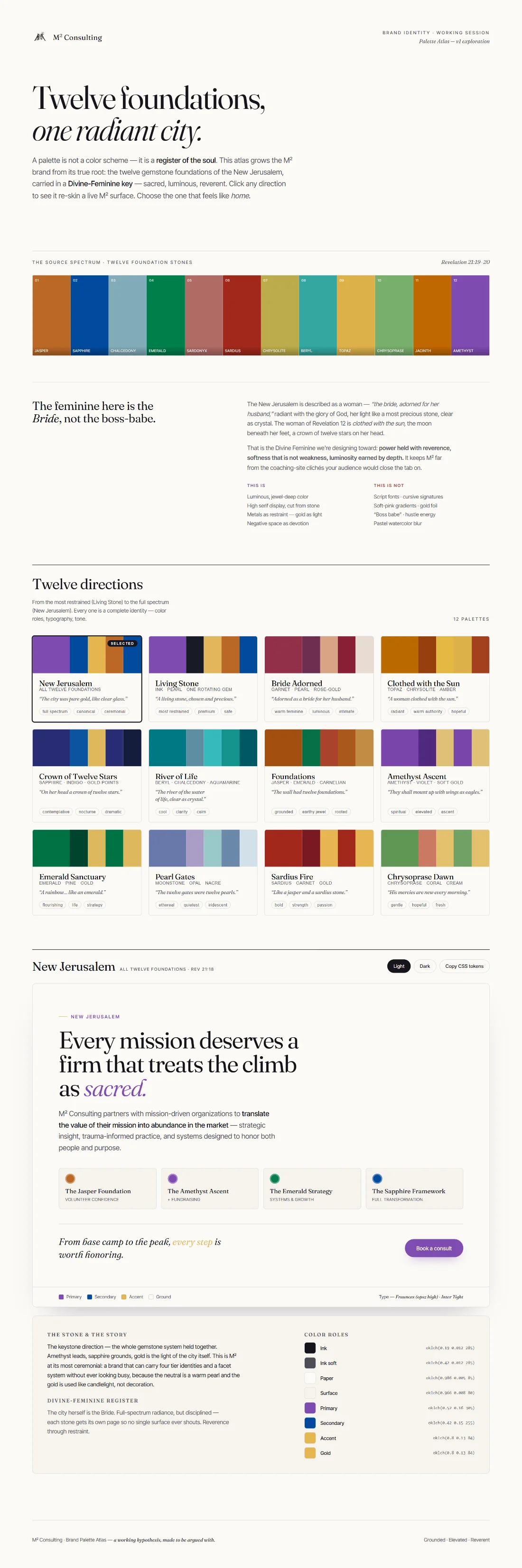 M² Consulting Palette Atlas — brand design playground