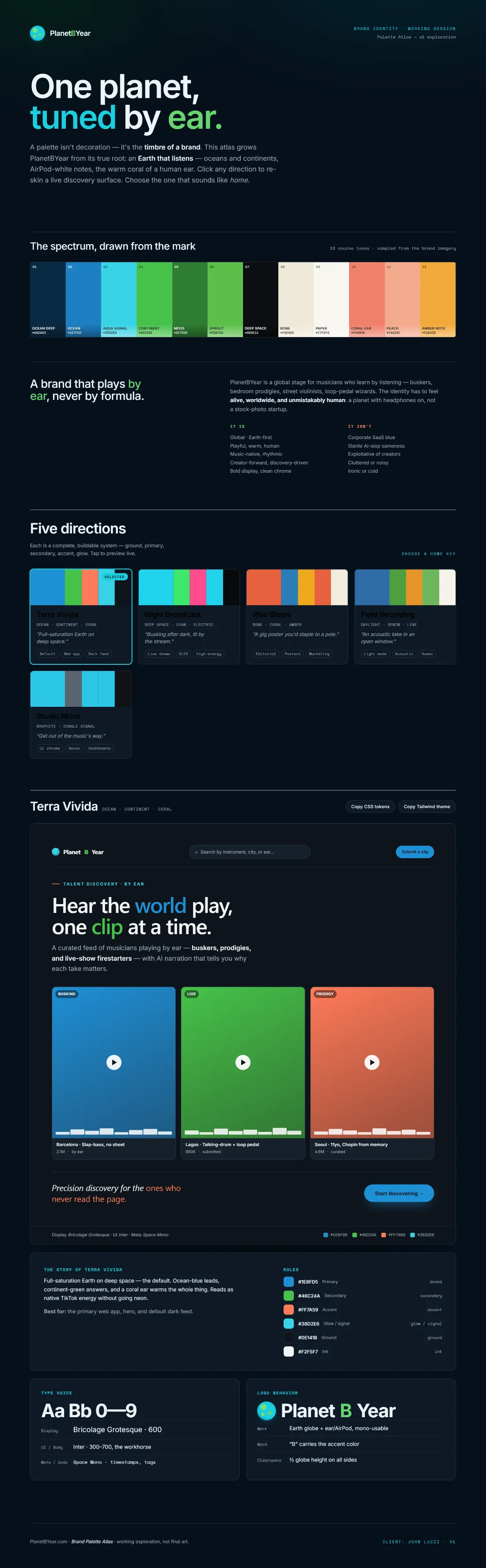 PlanetBYear Palette Atlas — brand design playground
