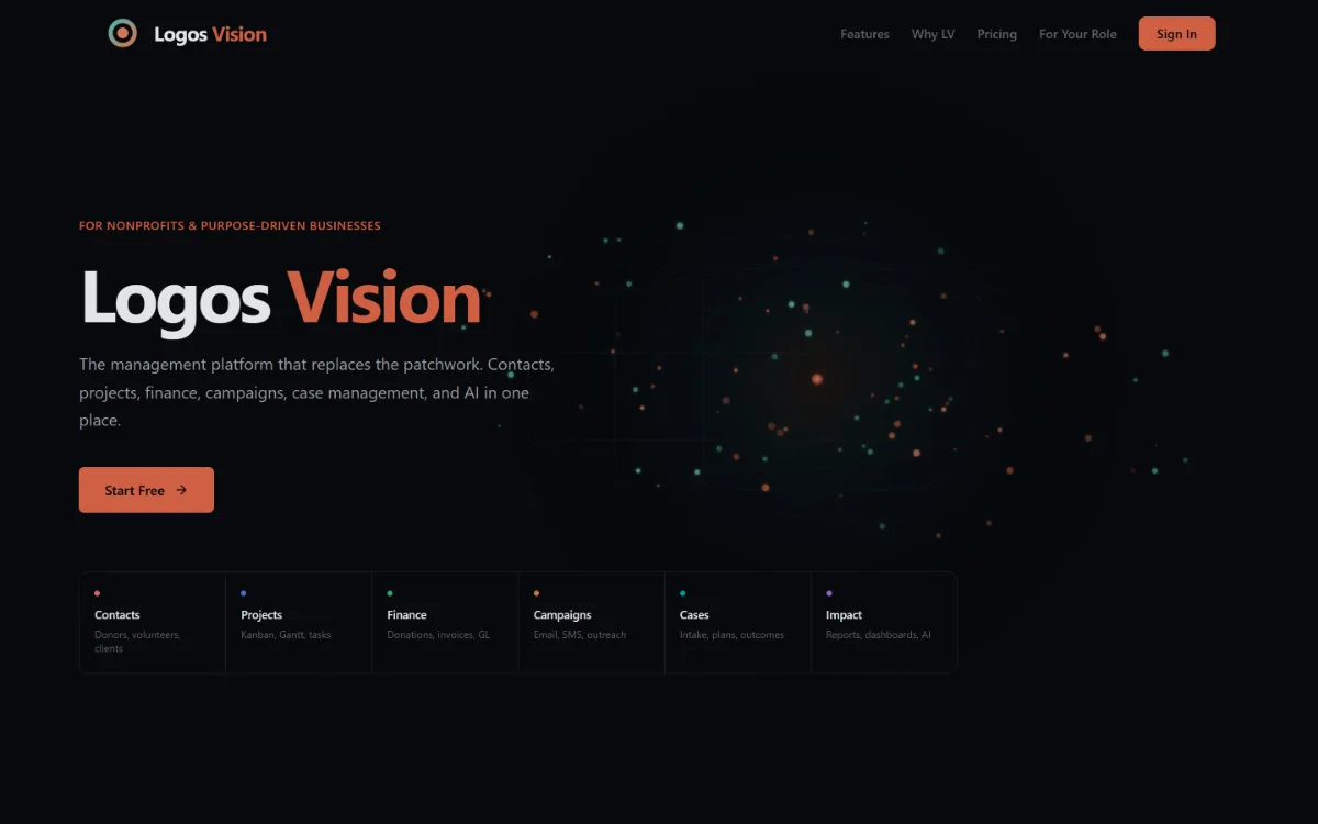 Logos Vision CRM homepage